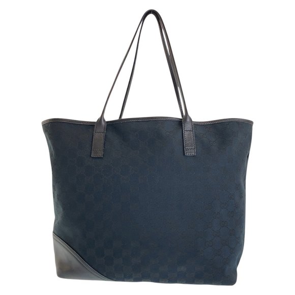 GUCCI Gucci New Brit Black Gold Hardware GG Canvas Leather 169945 Tote Bag Sh... - Picture 2 of 9
